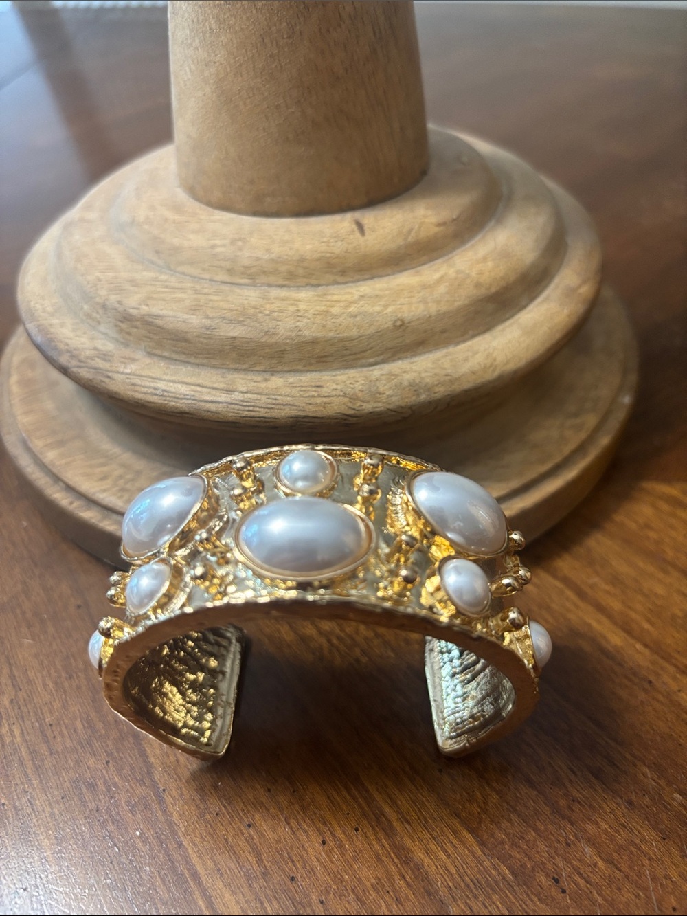 Gold Pearl Accent Cuff Bracelet - Picture 3 of 4